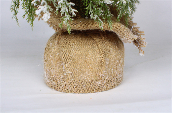 Small Christmas Decorations in Burlap base Snow Finish