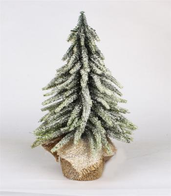 Christmas Decorations with Burlap Wooden Base Snow Finish 