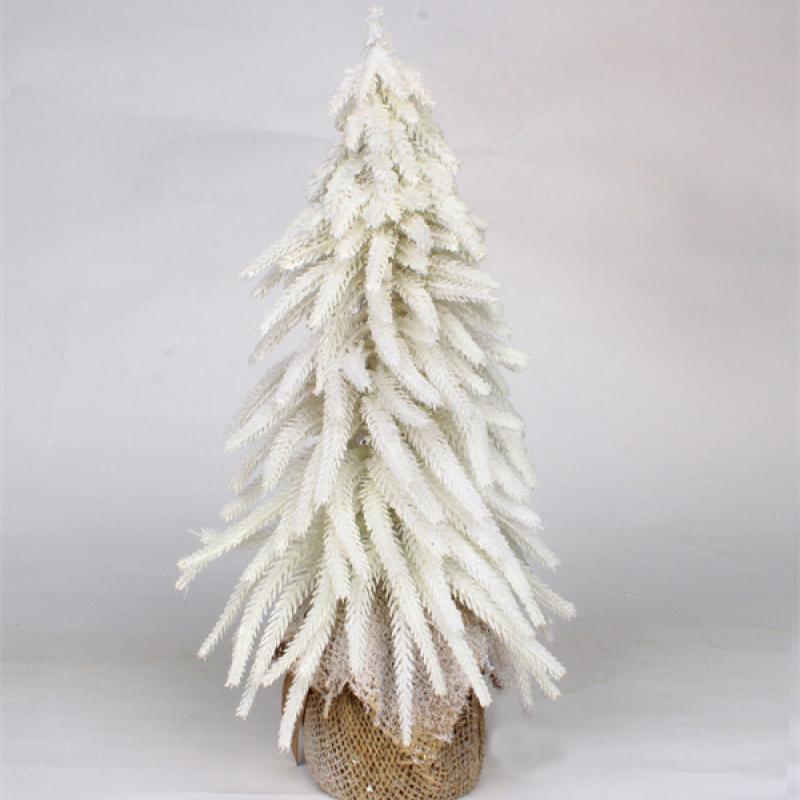 White Christmas Decorations in Jute Base Snow Finish