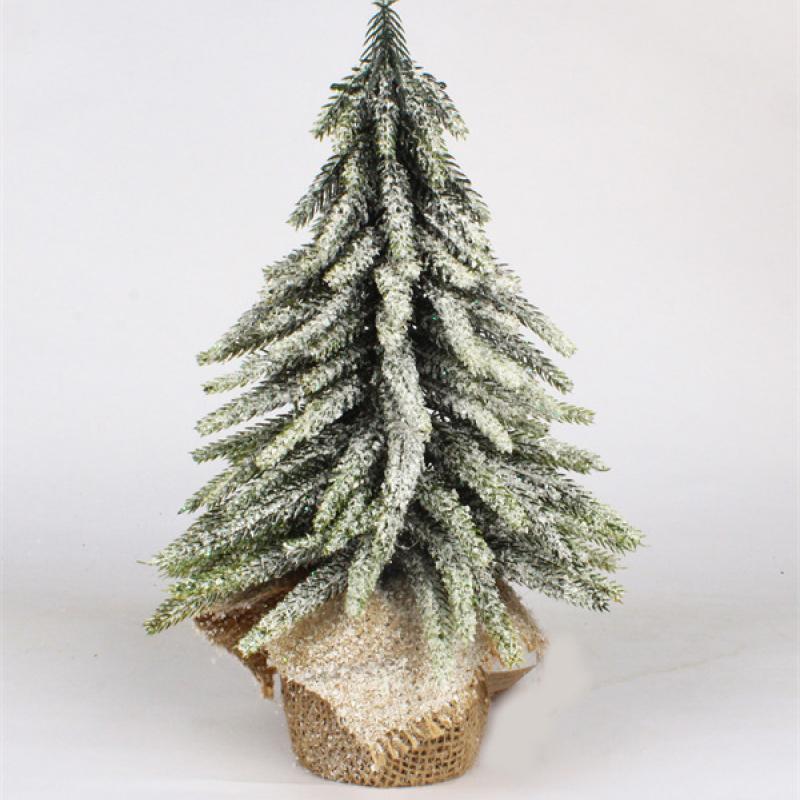 Christmas Decorations with Burlap Wooden Base Snow Finish 