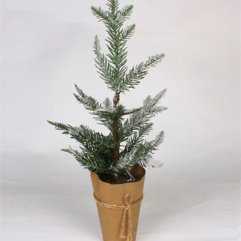 Small Christmas Decorations in Brown Paper Pot